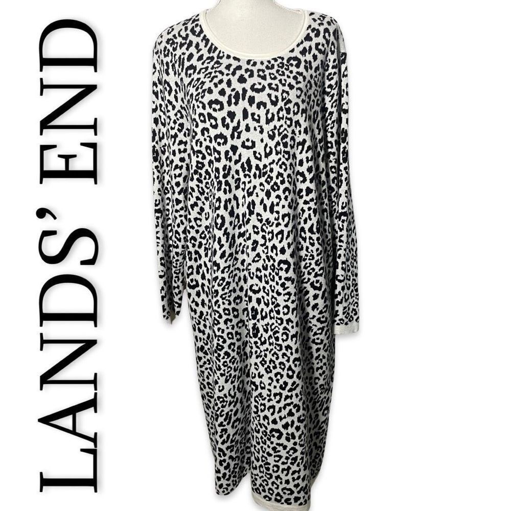 LANDS’ END Animal print sweater dress, Super soft feel, Size 2x (20W-22W)